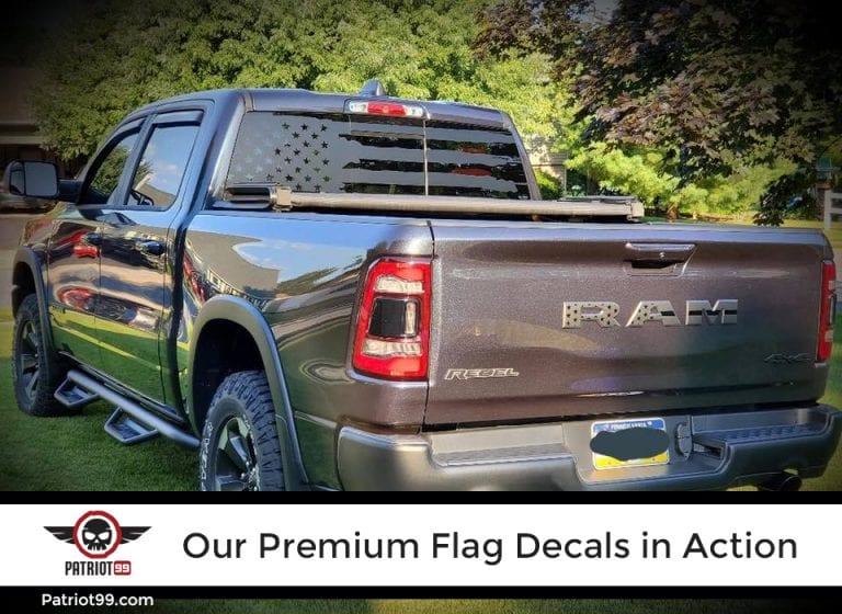 Dodge Ram American Flag Back Window Decal